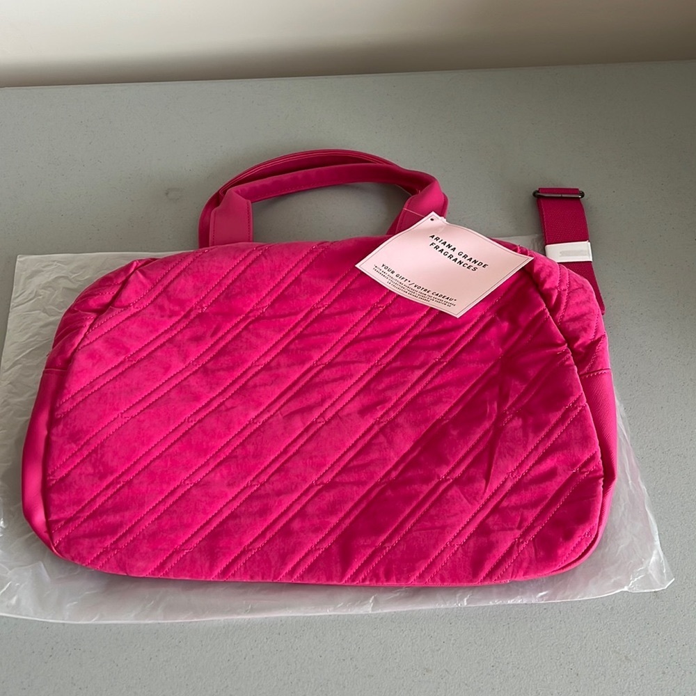 Quilted Hot Pink Tote Bag with Removable Strap